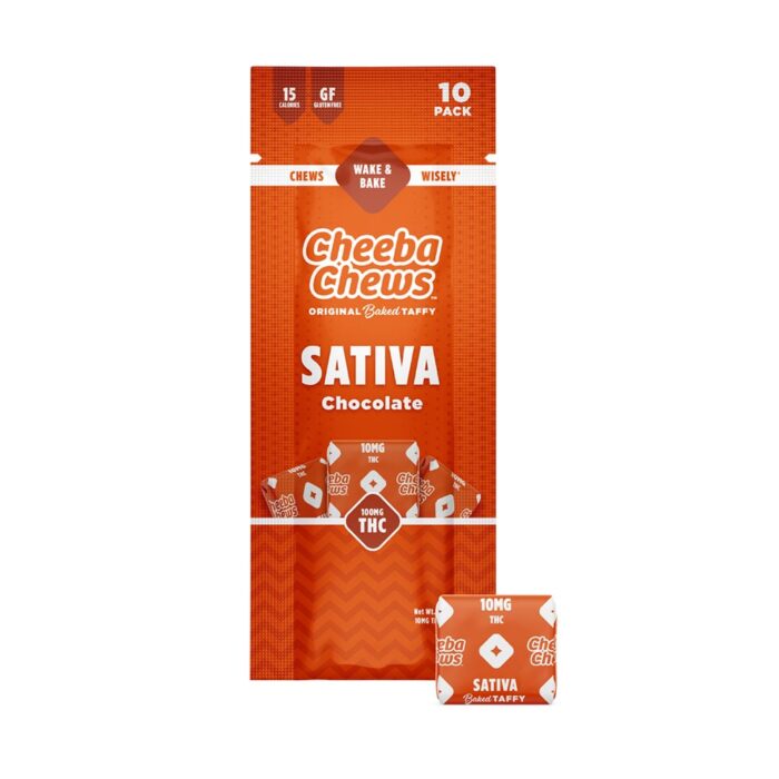 product_1655e9c4-731b-4d04-a045-cd422284f4c1 Cheeba Chews Taffy Sativa Chocolate 100mg - Image 1