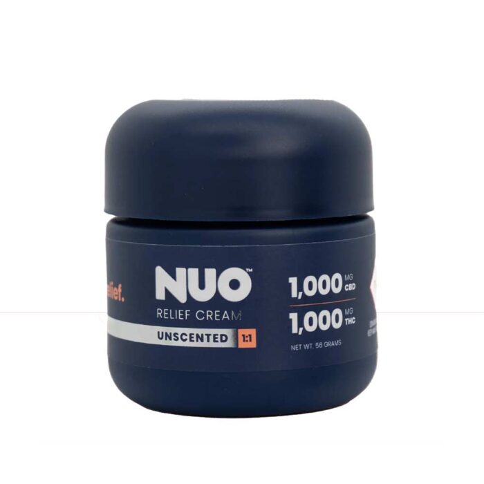 product_c4d208d1-988a-4ec9-ab64-89075ad1125a NUO Relief Cream 1:1 Unscented CBD:THC 1000mg - Image 1