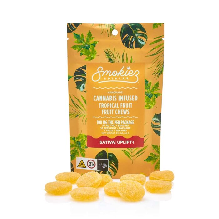 product_aae87336-3d28-4609-80b1-89279b171bc5 Smokiez Chews Sativa Tropical 100mg - Image 1