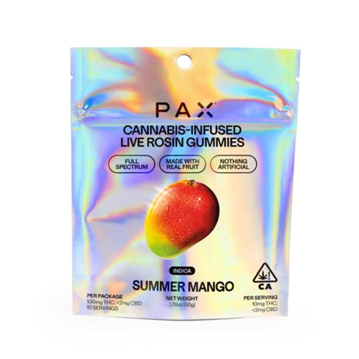 Pax Live Rosin Gummies Indica Juicy Mango 100mg - Image 1